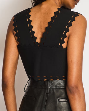 Alaïa Black Laser Cut Vest Top Size FR 40 (UK 12)
