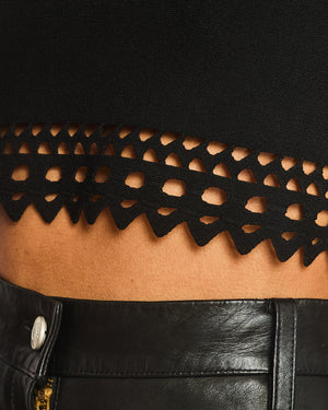 Alaïa Black Laser Cut Cropped Vest Top Size FR 38 (UK 10)