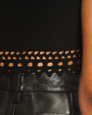 Alaïa Black Laser Cut Cropped Vest Top Size FR 38 (UK 10)