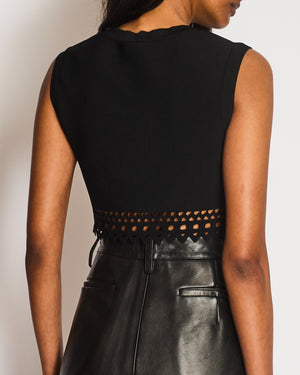 Alaïa Black Laser Cut Cropped Vest Top Size FR 38 (UK 10)