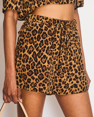 Valentino Brown Leopard Print Cropped Top with Matching Shorts Set Size IT 38 (UK 6)