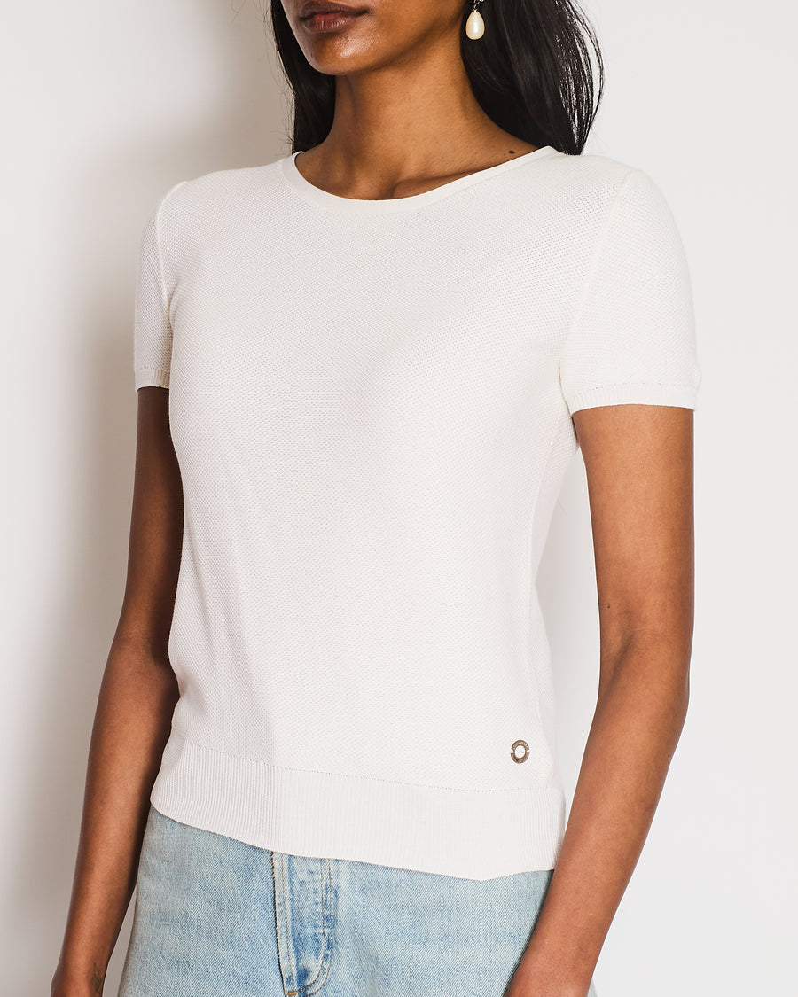 Loro Piana White Round Neck Short Sleeve T-Shirt Size IT 38 (UK 6)