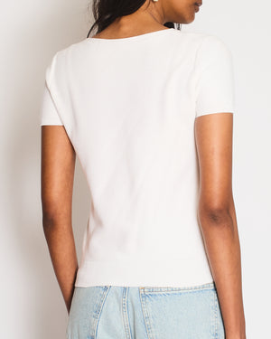 Loro Piana White Round Neck Short Sleeve T-Shirt Size IT 38 (UK 6)