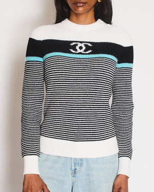 Chanel 22/B CC Striped Long Sleeve Jumper Size FR 36 (UK 8)