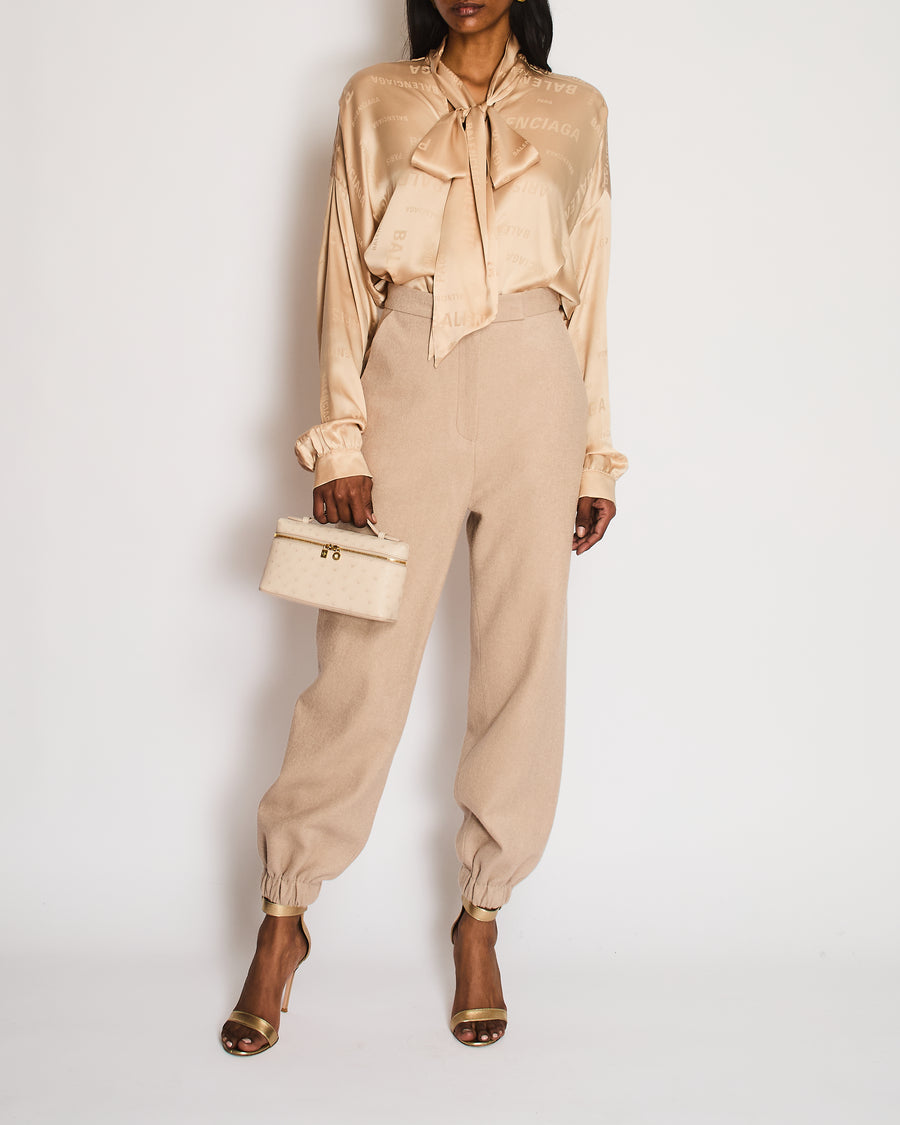 The Frankie Shop Wool Beige Cuffed Trousers Size XS (UK 6)