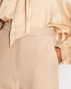 The Frankie Shop Wool Beige Cuffed Trousers Size XS (UK 6)