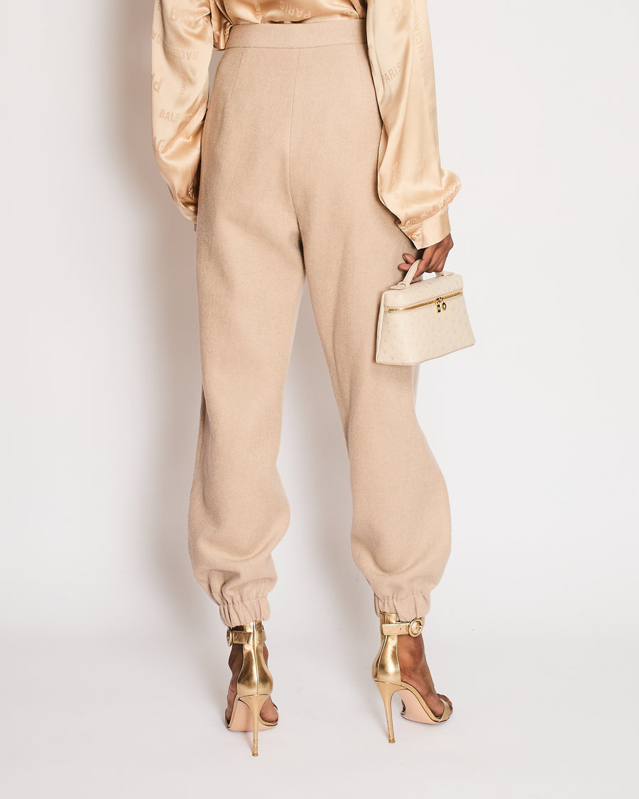 The Frankie Shop Wool Beige Cuffed Trousers Size XS (UK 6)