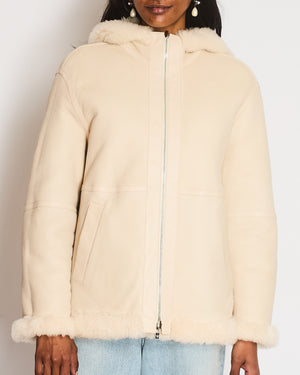 Loro Piana Light Beige Shearling and Lambskin Reversible Jacket IT 38 (UK 6)