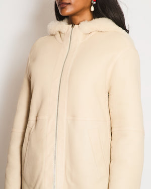 Loro Piana Light Beige Shearling and Lambskin Reversible Jacket IT 38 (UK 6)