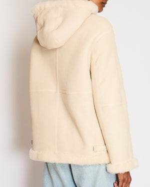 Loro Piana Light Beige Shearling and Lambskin Reversible Jacket IT 38 (UK 6)