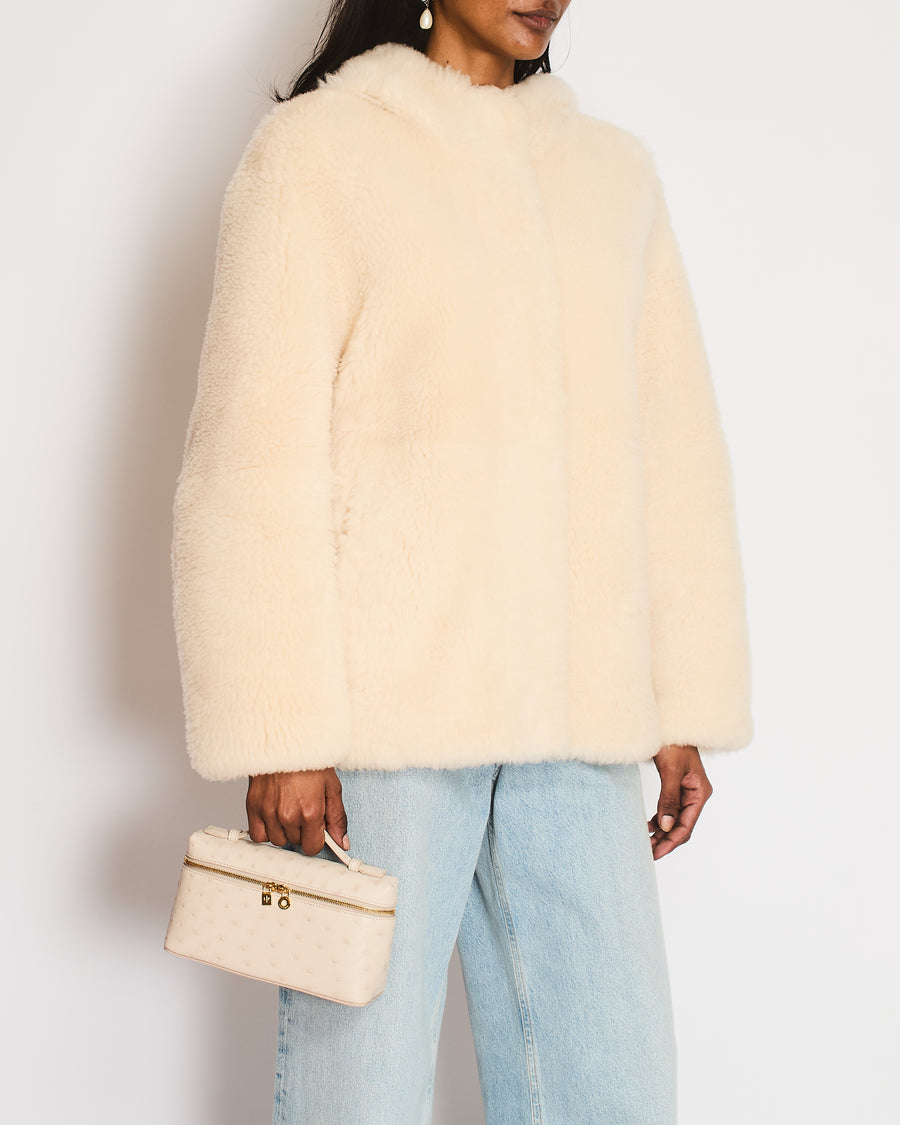 Loro Piana Light Beige Shearling and Lambskin Reversible Jacket IT 38 (UK 6)