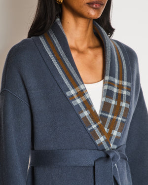 Loro Piana Dusty Blue Baby Cashmere Reversible Coat with Belt and Pockets Size S (UK 8)