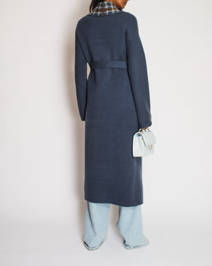 Loro Piana Dusty Blue Baby Cashmere Reversible Coat with Belt and Pockets Size S (UK 8)