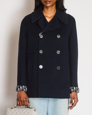 Christian Dior Navy Blue Wool Peacoat with Dior Oblique Interior Size FR 38 (UK 10) RRP £3,900