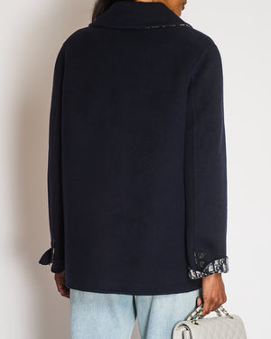 Christian Dior Navy Blue Wool Peacoat with Dior Oblique Interior Size FR 38 (UK 10) RRP £3,900