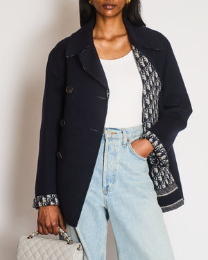 Christian Dior Navy Blue Wool Peacoat with Dior Oblique Interior Size FR 38 (UK 10) RRP £3,900