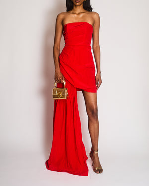 David Koma Red Asymmetrical Sleeveless Gown with Panel Skirt Size UK 8 RRP £1,250