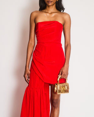 David Koma Red Asymmetrical Sleeveless Gown with Panel Skirt Size UK 8 RRP £1,250