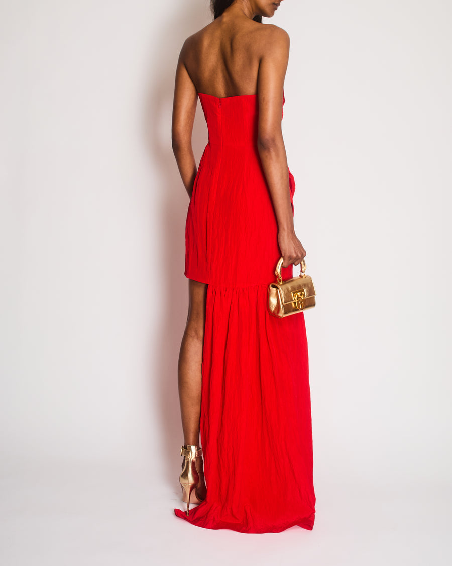 David Koma Red Asymmetrical Sleeveless Gown with Panel Skirt Size UK 8 RRP £1,250