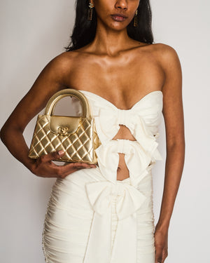 Alexandre Vauthier White Ruched Mini Dress with Front Cut-Outs and Bows Size FR 36 (UK 8)