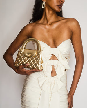 Alexandre Vauthier White Ruched Mini Dress with Front Cut-Outs and Bows Size FR 36 (UK 8)