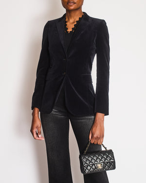Gucci Black Velvet Single-Breasted Blazer with Logo Buttons Size IT 38 (UK 6)