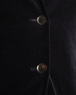 Gucci Black Velvet Single-Breasted Blazer with Logo Buttons Size IT 38 (UK 6)