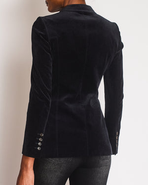 Gucci Black Velvet Single-Breasted Blazer with Logo Buttons Size IT 38 (UK 6)