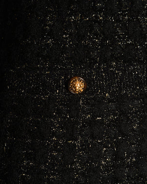 Chanel Black and Gold Metallic Cardigan with Gold Lion CC Logo Buttons Size FR 38 (UK 10)