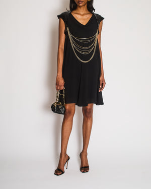 Chanel Vintage 07P Black Silk Mini Dress with Gold Chains and Sequin S Sellier Chanel Vintage 07P Black Silk Mini Dress with Gold Chains and Sequin S Sellier