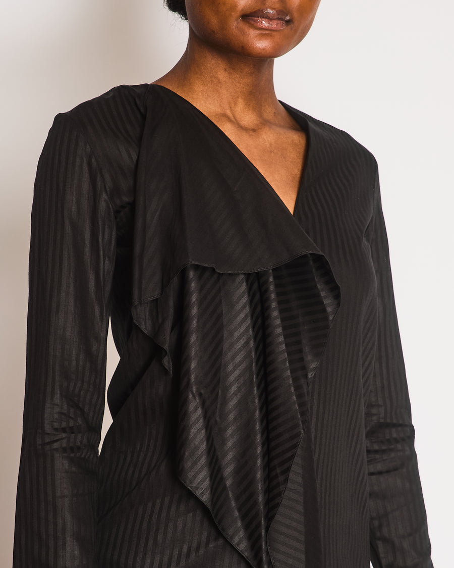 Roland Mouret Black Striped Button Down Shirt with Matching Trousers Size FR 36 (UK 8)