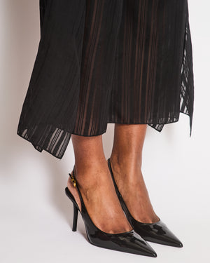 Roland Mouret Black Striped Button Down Shirt with Matching Trousers Size FR 36 (UK 8)