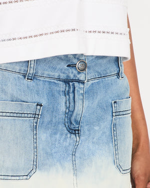 Chanel 11/C Blue Ombre Two Tone Mini Skirt with CC Detail Size FR 38 (UK 10)