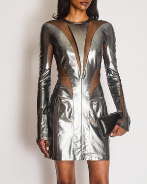 Thierry Mugler Silver Illusion Bodycon Mini Dress Size FR 38 (UK 10)