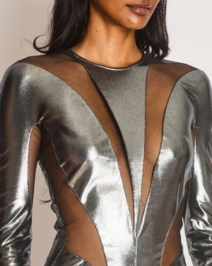 Thierry Mugler Silver Illusion Bodycon Mini Dress Size FR 38 (UK 10)