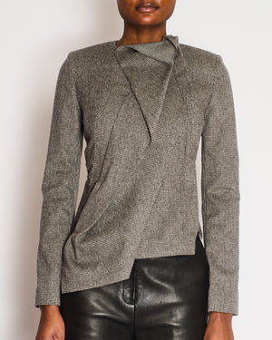 Roland Mouret Black Houndstooth Sumatia Asymmetric Jacket Size XS (UK 6)