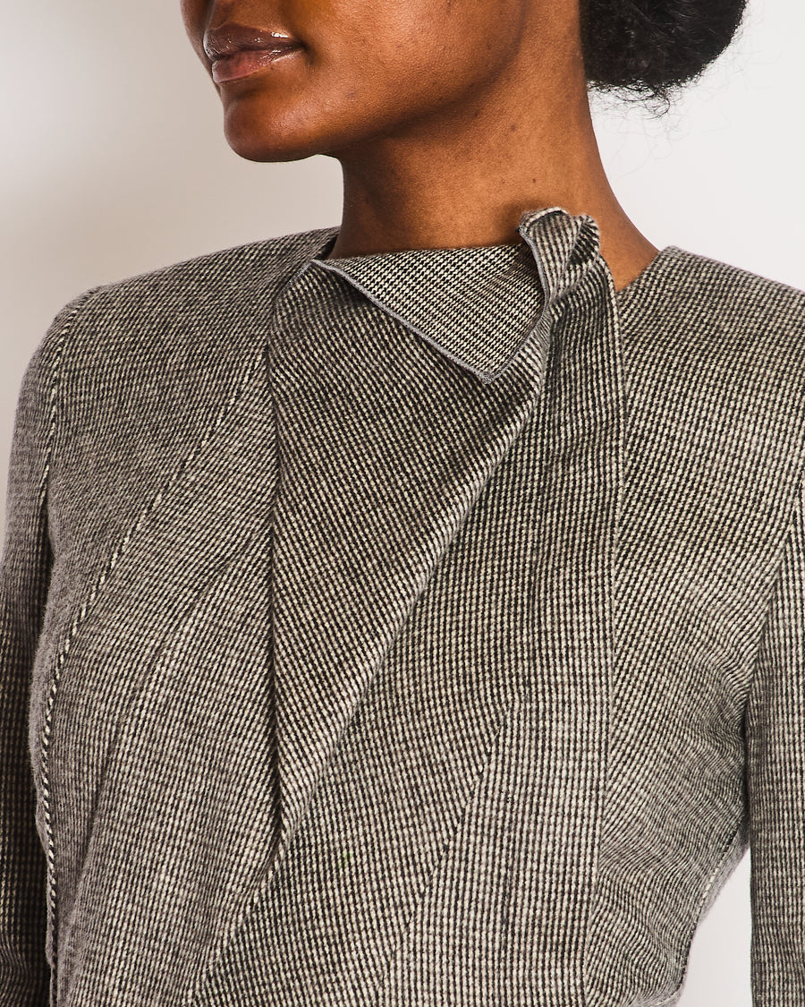 Roland Mouret Black Houndstooth Sumatia Asymmetric Jacket Size XS (UK 6)