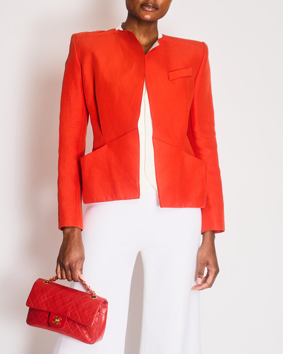 Roland Mouret Orange Structured Jacket with Open-Back Detail Size XS (UK 6)