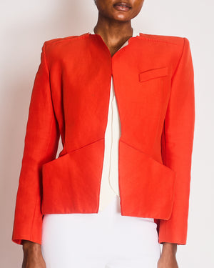 Roland Mouret Orange Structured Jacket with Open-Back Detail Size XS (UK 6)