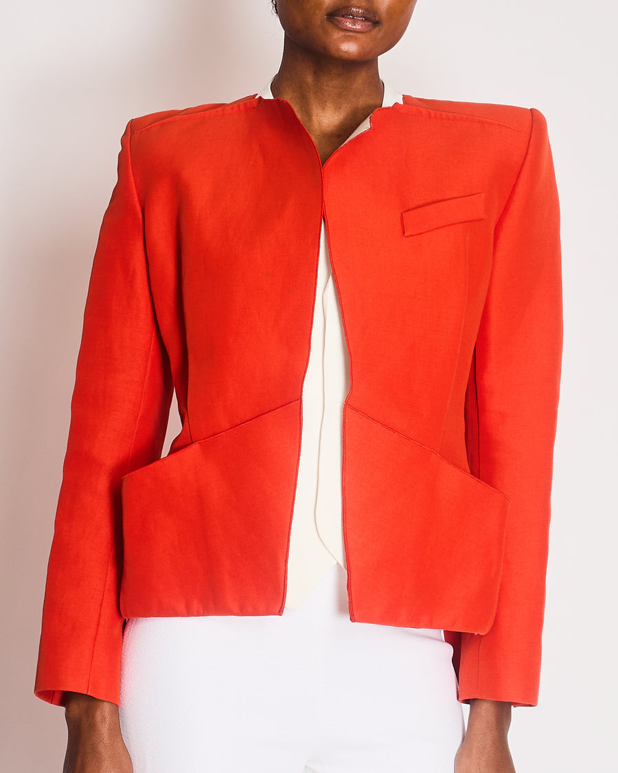 Roland Mouret Orange Structured Jacket with Open-Back Detail Size XS (UK 6)