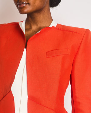 Roland Mouret Orange Structured Jacket with Open-Back Detail Size XS (UK 6)