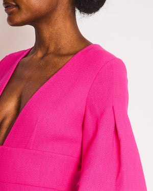Roland Mouret Fuchsia Mid-Sleeve Midi Dress Size FR 36 (UK 8)