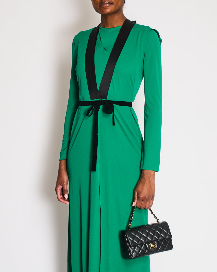Roland Mouret Green Long Sleeve Maxi Dress with Matching Vest Size FR 34 (UK 6)