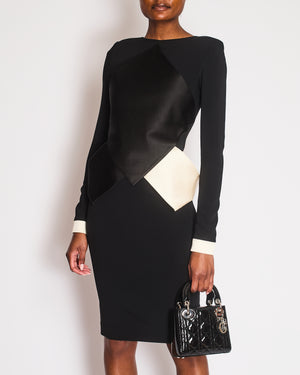 Roland Mouret Black Long Sleeve Midi Dress with Panel Detail Size FR 36 (UK 8)
