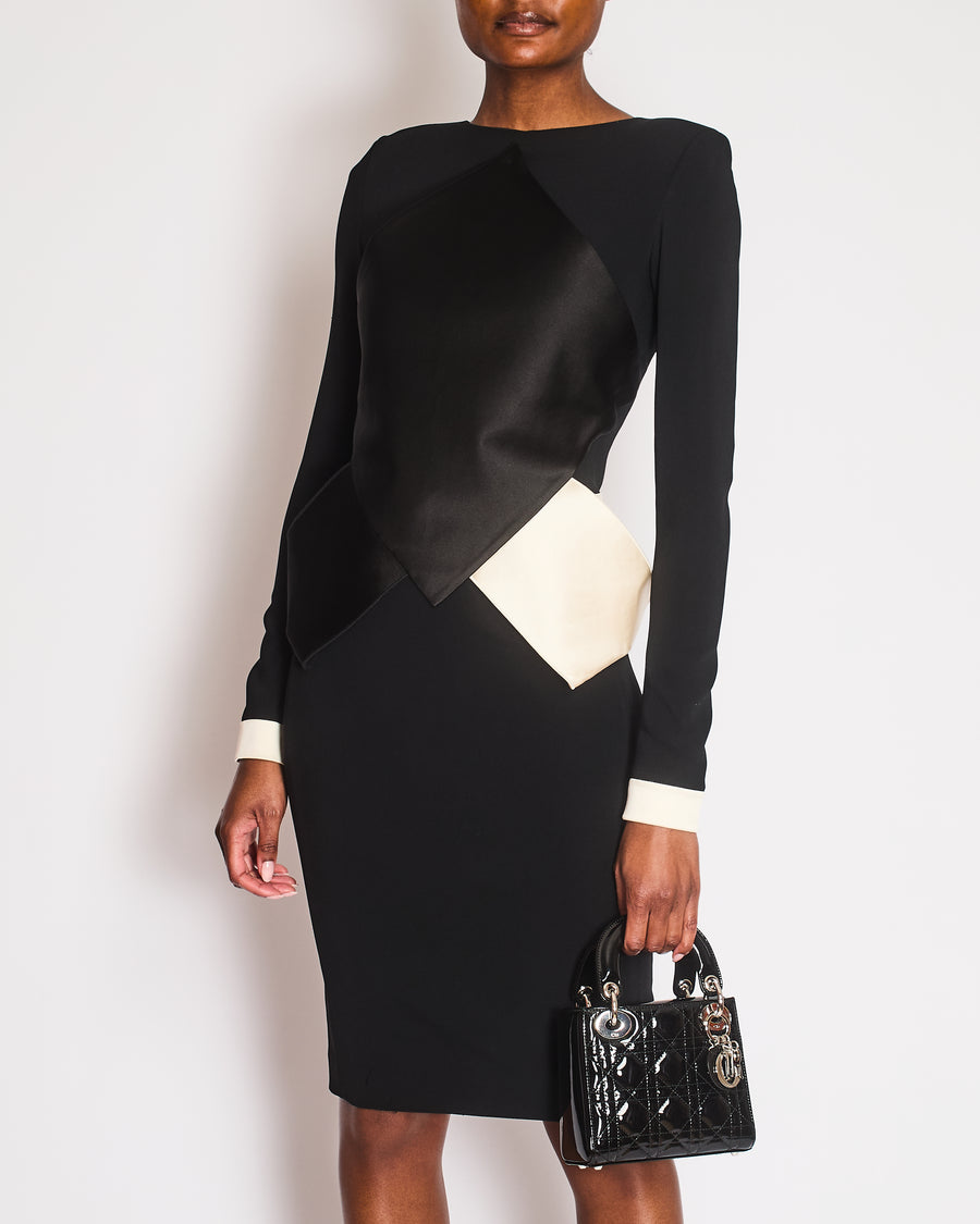 Roland Mouret Black Long Sleeve Midi Dress with Panel Detail Size FR 36 (UK 8)