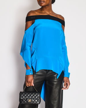 Roland Mouret Electric Blue Off-Shoulder Top with Cuff Detail Size FR 36 (UK 8)