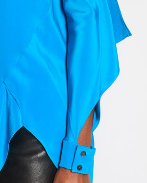 Roland Mouret Electric Blue Off-Shoulder Top with Cuff Detail Size FR 36 (UK 8)