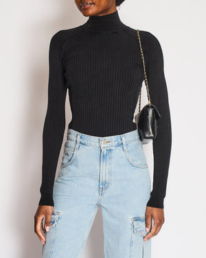 Hermès Black Silk Ribbed High-Neck Top Size FR 36 (UK 8)