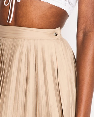 Christian Dior Beige Pleated Mini Skirt with Silver Button Detail Size FR 34 (UK 6)