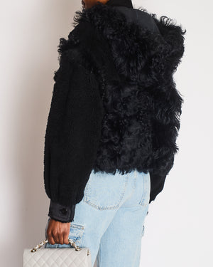 Dior Black Suede and Shearling Jacket with Black Anchor Logo Buttons Size FR 36 (UK 8)